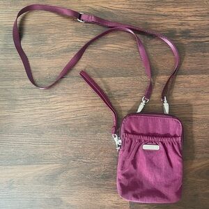 Baggallini Take Two RFID Eggplant Purple Crossbody Bag Purse Wristlet 7x5" Zip